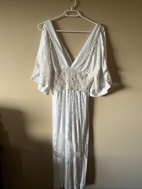 FARM Cream Lace Detail Dress Size XS Made in Turkey